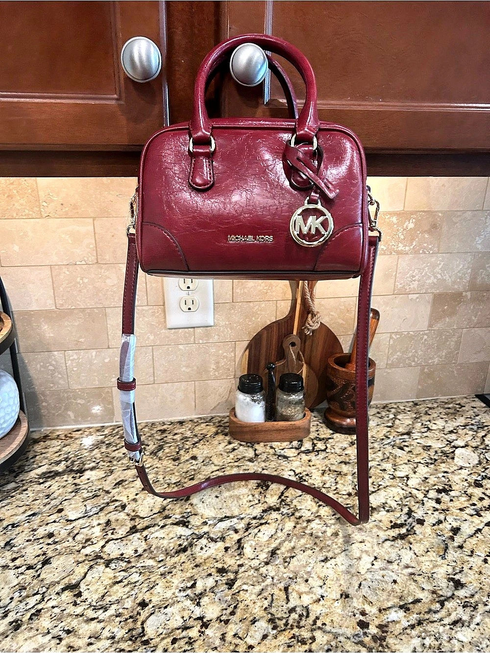 Michael Kors Thompson XS Duffle Satchel Crossbody Bag Purse Cherry nwt